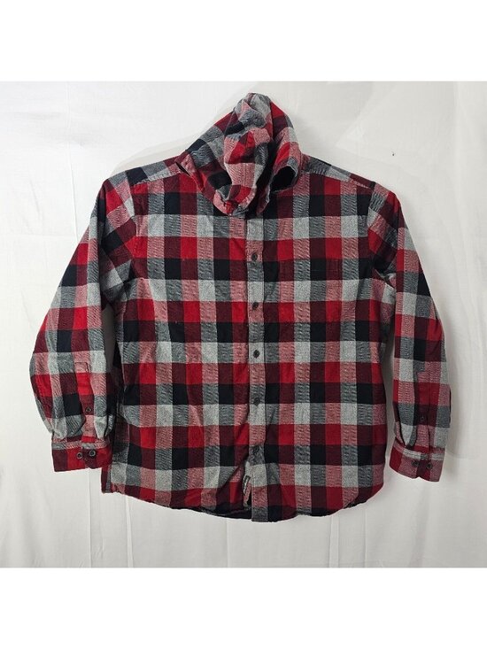 Eddie Bauer Other - Eddie Bauer Shacket Mens XL Red Plaid Hoodie Button Up Jacket Outdoor Cotton